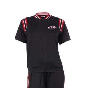 The Delta Box ΔΣθ Sorority‎ Varsity TrackSuit Top in Black / Red XXXXL New